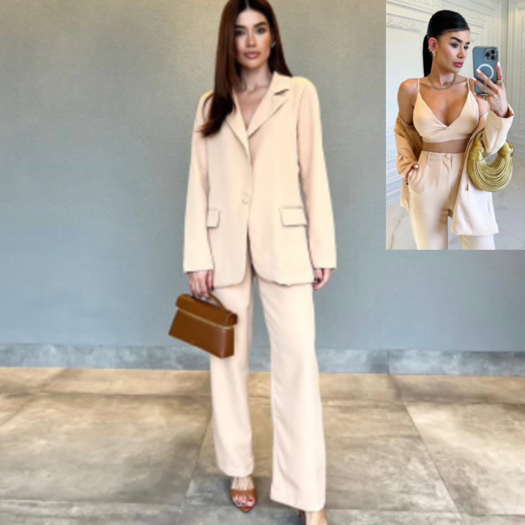 Blazer alfaiataria calça cintura alta social 
