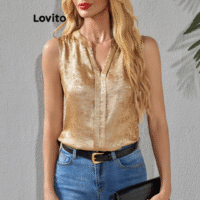 Regata Casual Com Glitter Liso Para Mulheres