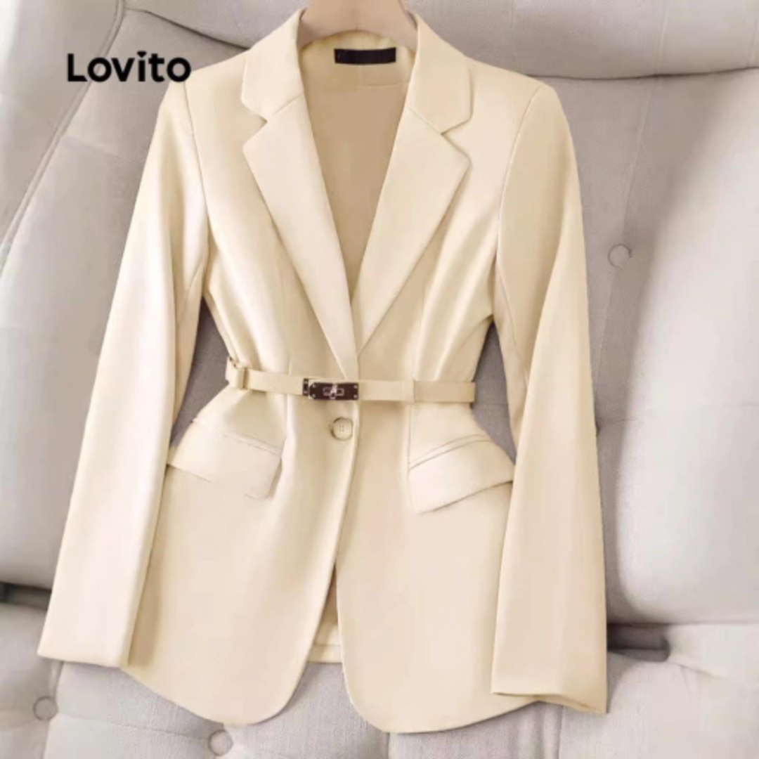 Blazer Elegante E Liso Com Bolso Falso Primavera/Verão
