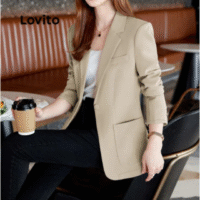 Blazer Elegante Blazer Frontal Com Botão Liso Para Mulheres