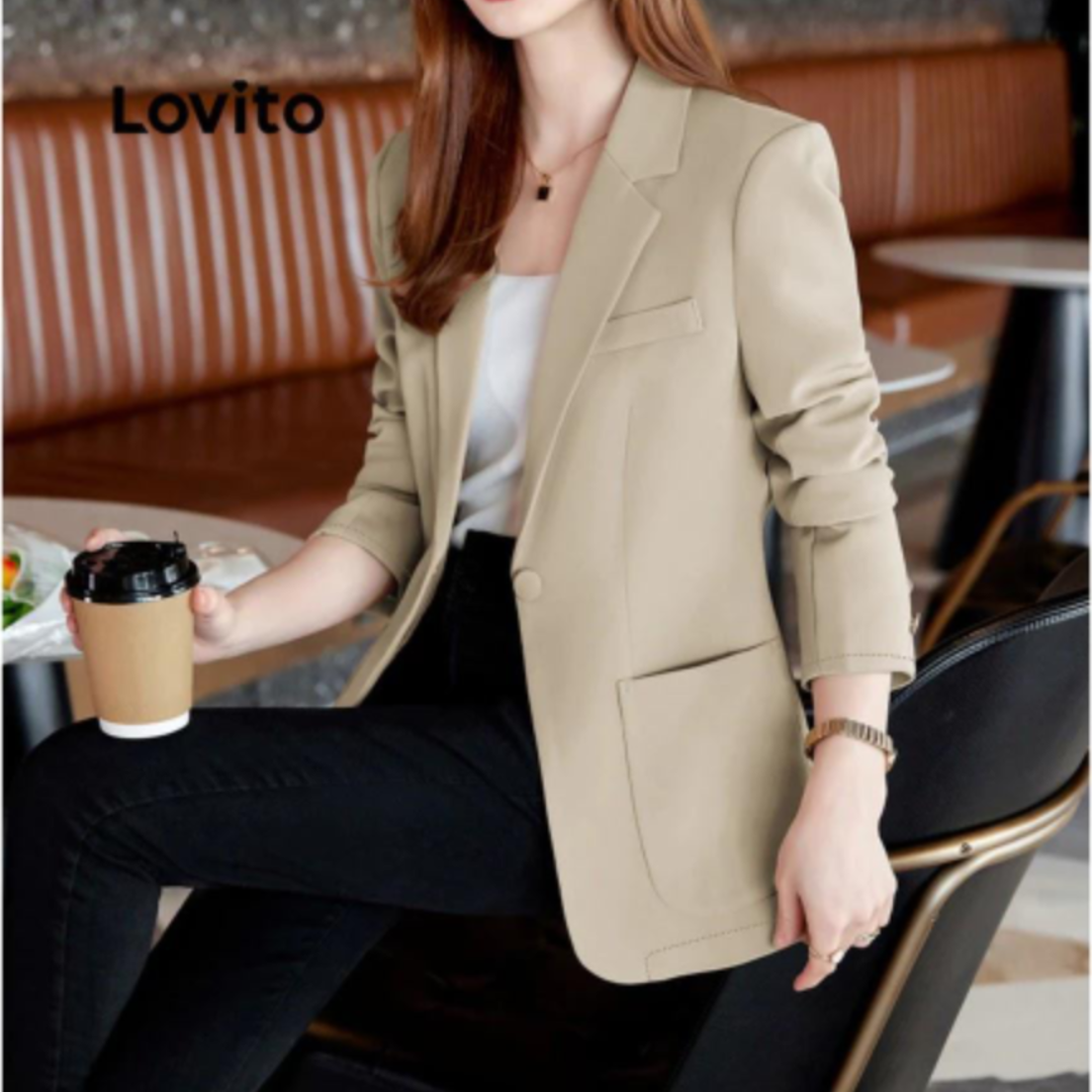 Blazer Elegante Blazer Frontal Com Botão Liso Para Mulheres