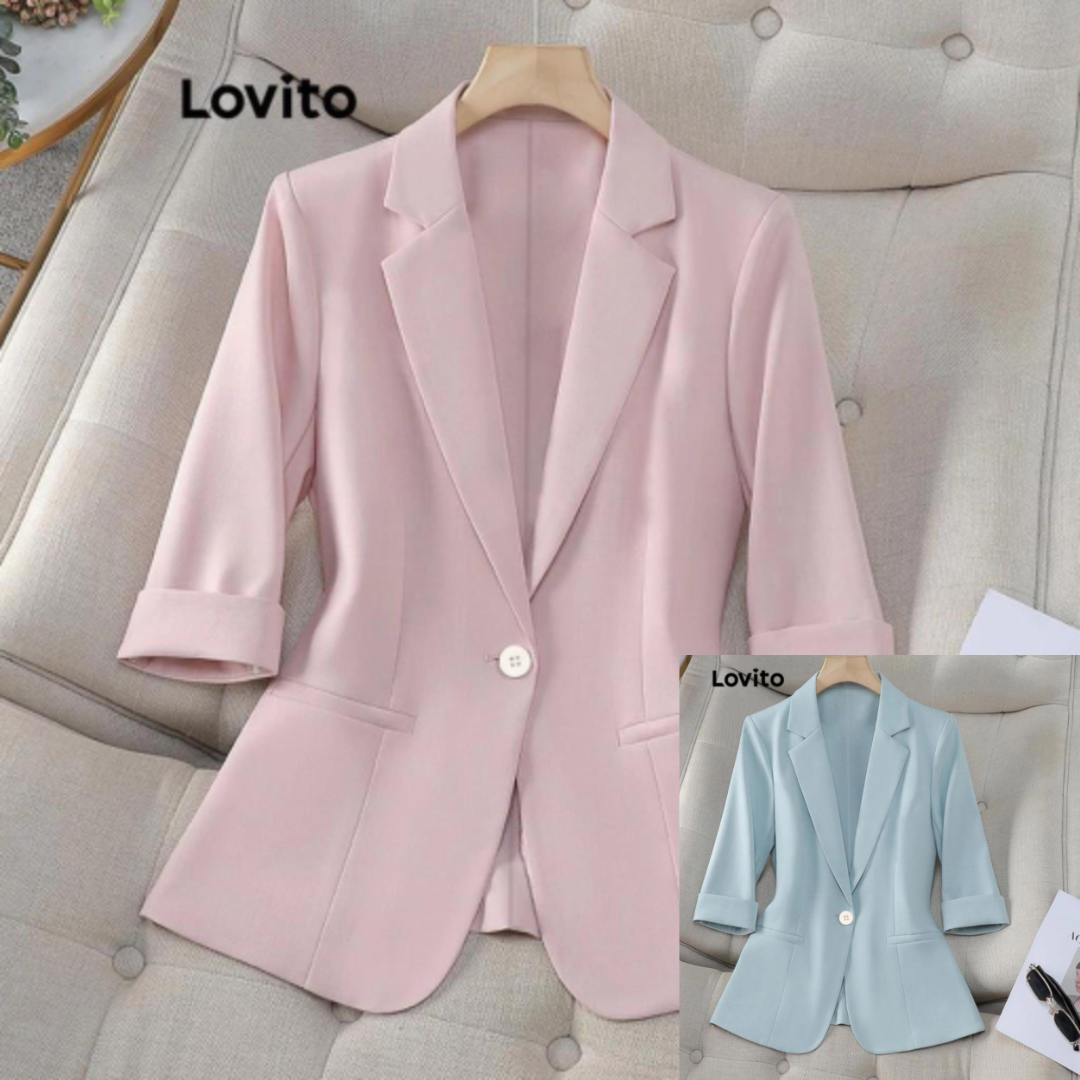 Blazer casual de botão liso para mulheres